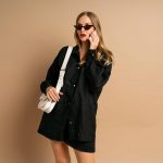 Parka de brim, Oversize, Preta