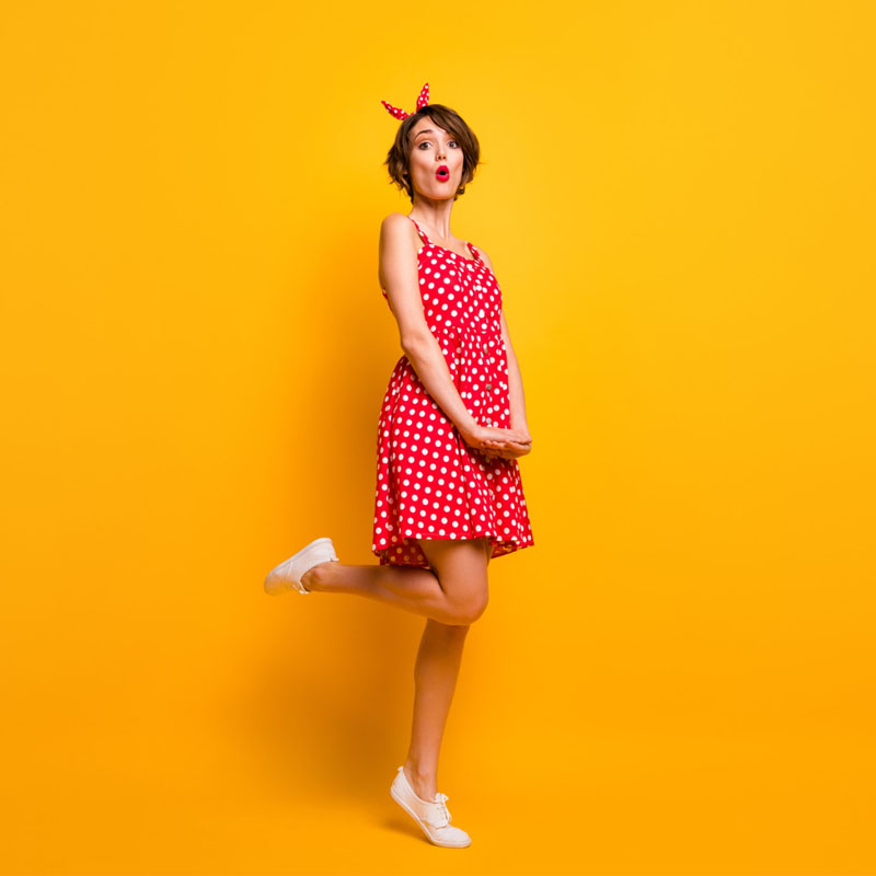 Vestido Valentino, vermelho de poá branco